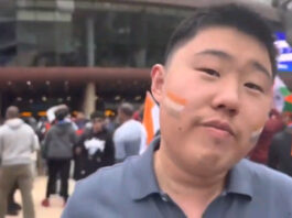 A Chinese man was seen cheering for Virat Kohli and Team India in Hindi, outside the Adelaide Oval.